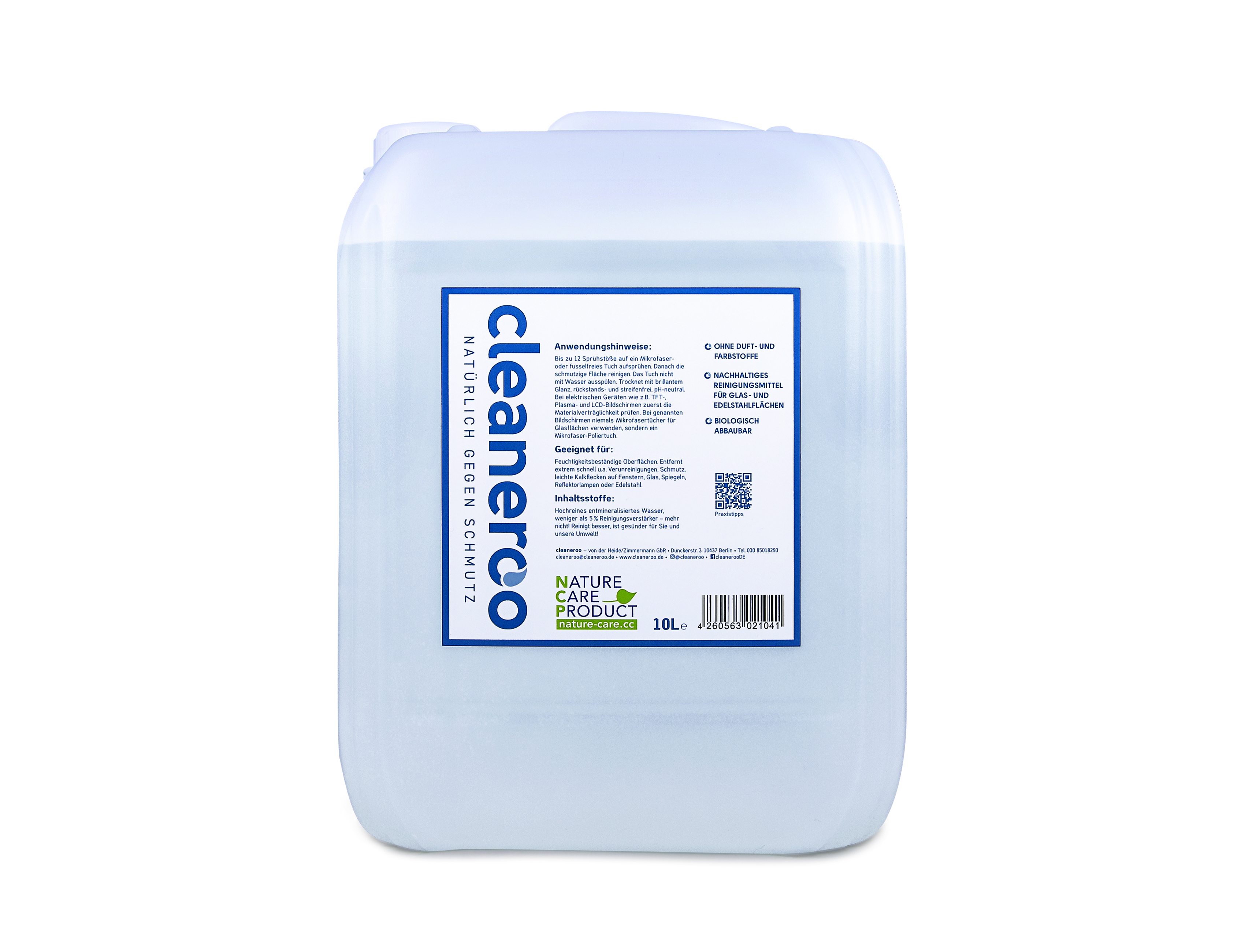 cleaneroo Unterhaltsreiniger (blau) cleaneroo Unterhaltsreiniger blau, 10 l Kanister mit NCP-Biozertifikat, antiallergischer Haushaltsreiniger