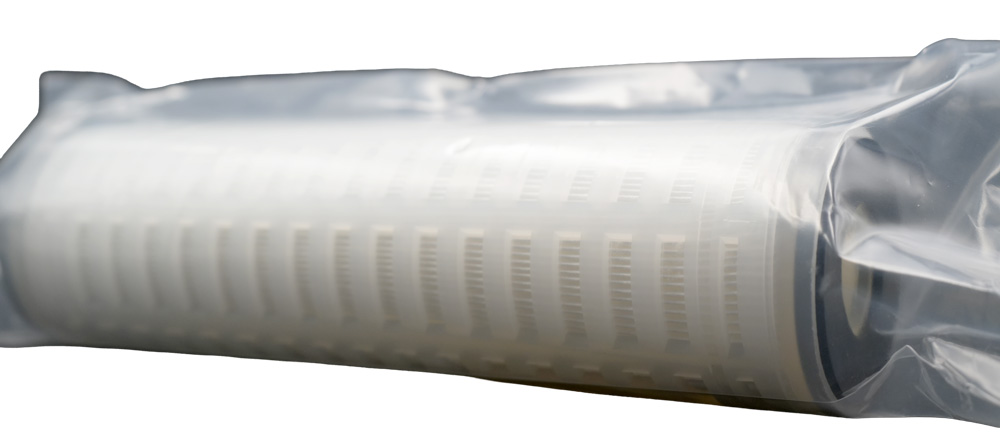 Membranfilterelement GR25 Länge 9 3_4 Zoll Rückhaltung 99,98 Prozent Filterfeinheit absolut 0,1µm unsere Artikelnummer 882044, Produkt liegend schräg linke Seite