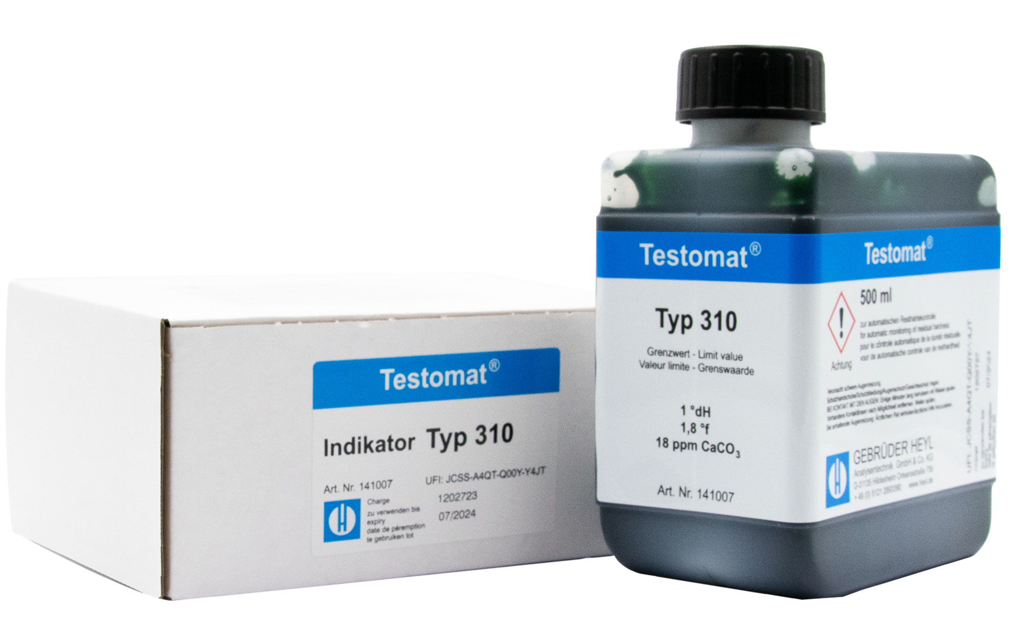 Testomat® 808 Indikator 310 500 ml Testomat® 808 Indikator 310, 500 ml Flasche, Resthärte-Messung, Grenzwert 1,0 °dH