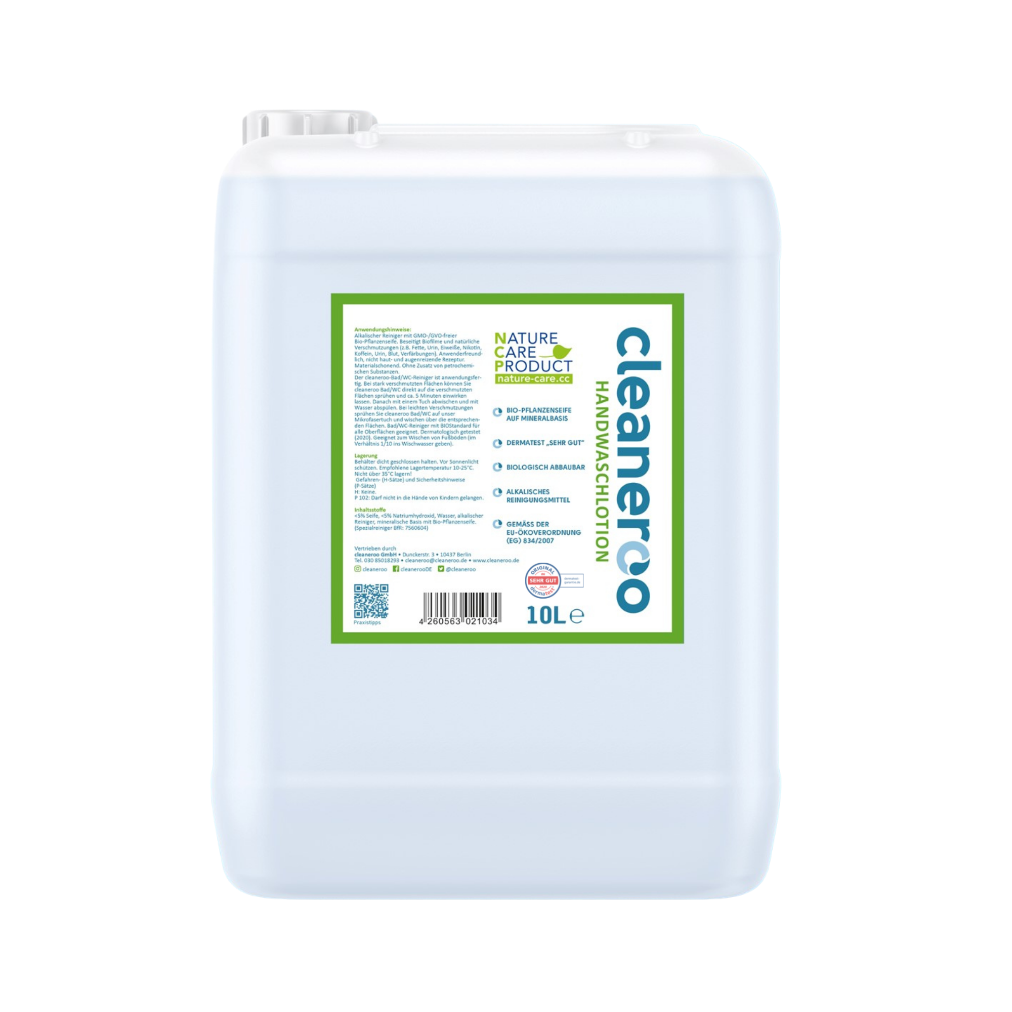 cleaneroo Handwaschlotion (grün) cleaneroo Handwaschlotion grün, 10 Liter Kanister, keine petrochemischen Zusätze