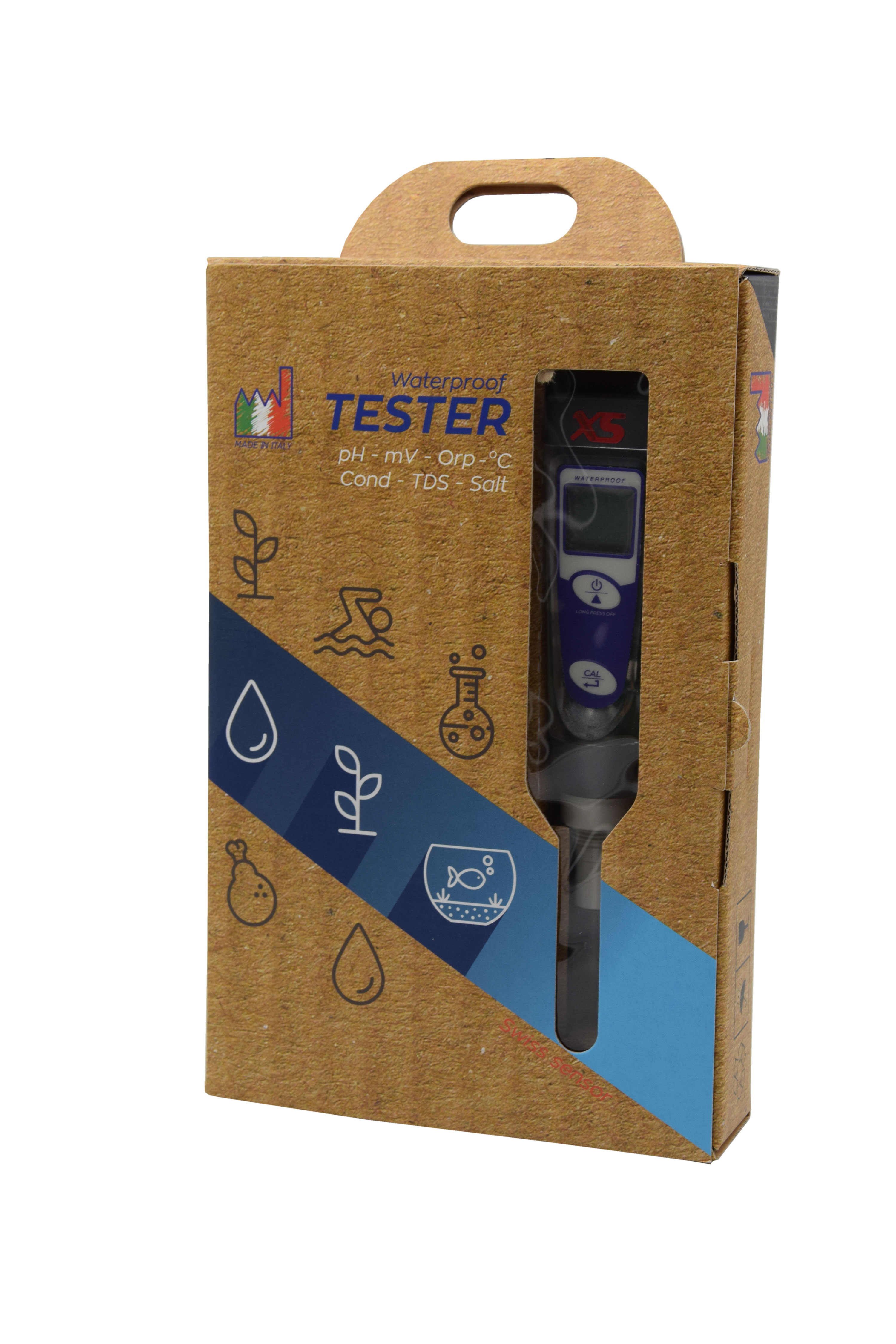 XS COND 1 Tester Kit original Verpackung,  brauner Karton mit einen blauen Streifen 