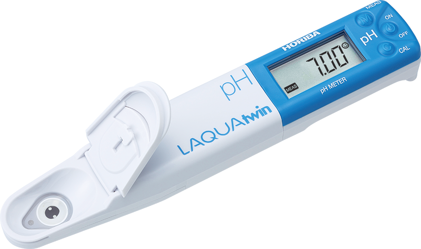 Horiba LAQUAtwin pH Tester mit 5 Kalibrierpunkten und Temperatur Messung (pH-33) Horiba LAQUAtwin pH Tester mit 5 Kalibrierpunkten und Temperatur Messung (pH-33) Anzeige und Elektrode sichtbar, Präzisionsmessung