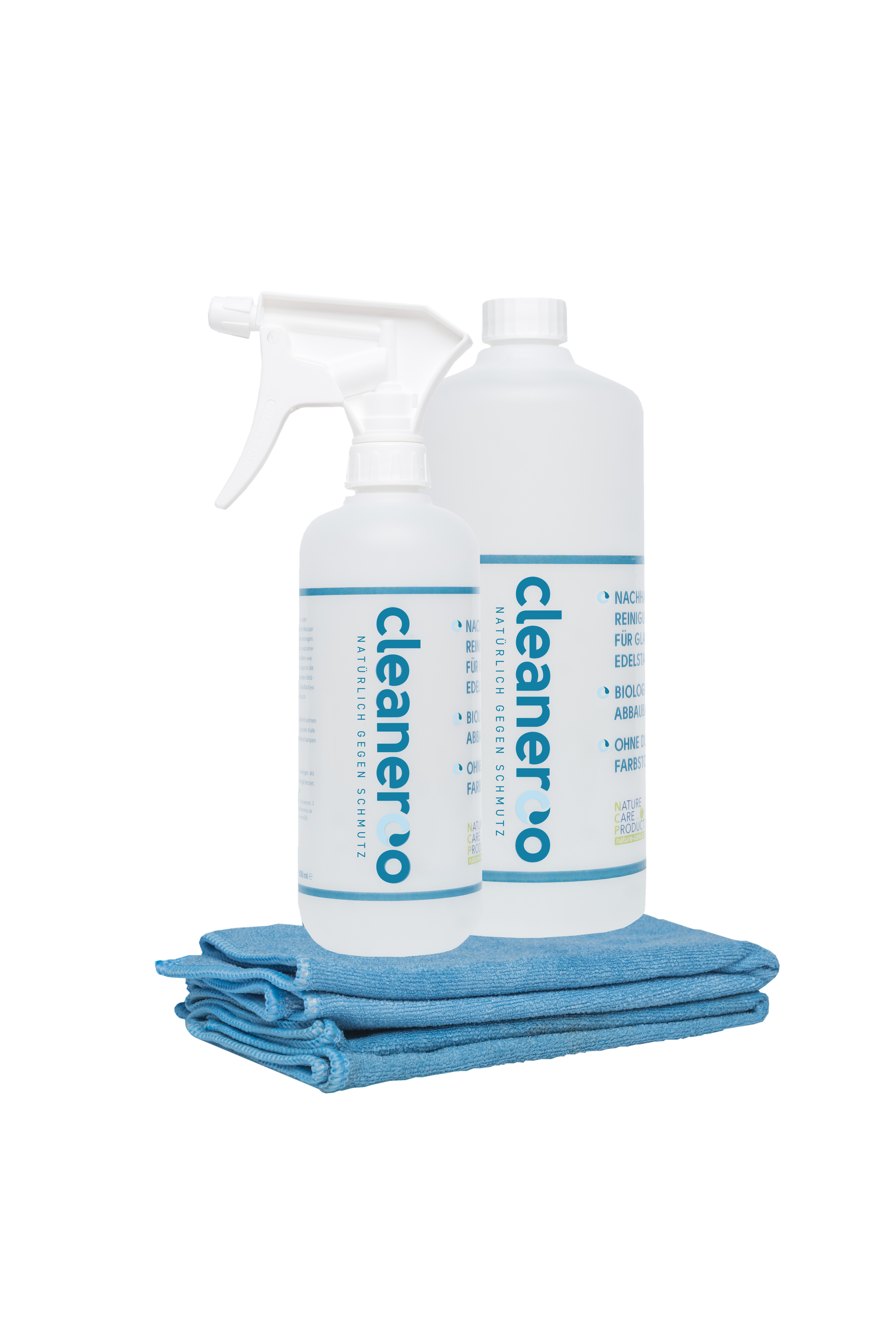cleaneroo Unterhaltsreiniger blau, Flasche mit Sprühkopf, vegane und ungiftige Reinigung, streifenfrei