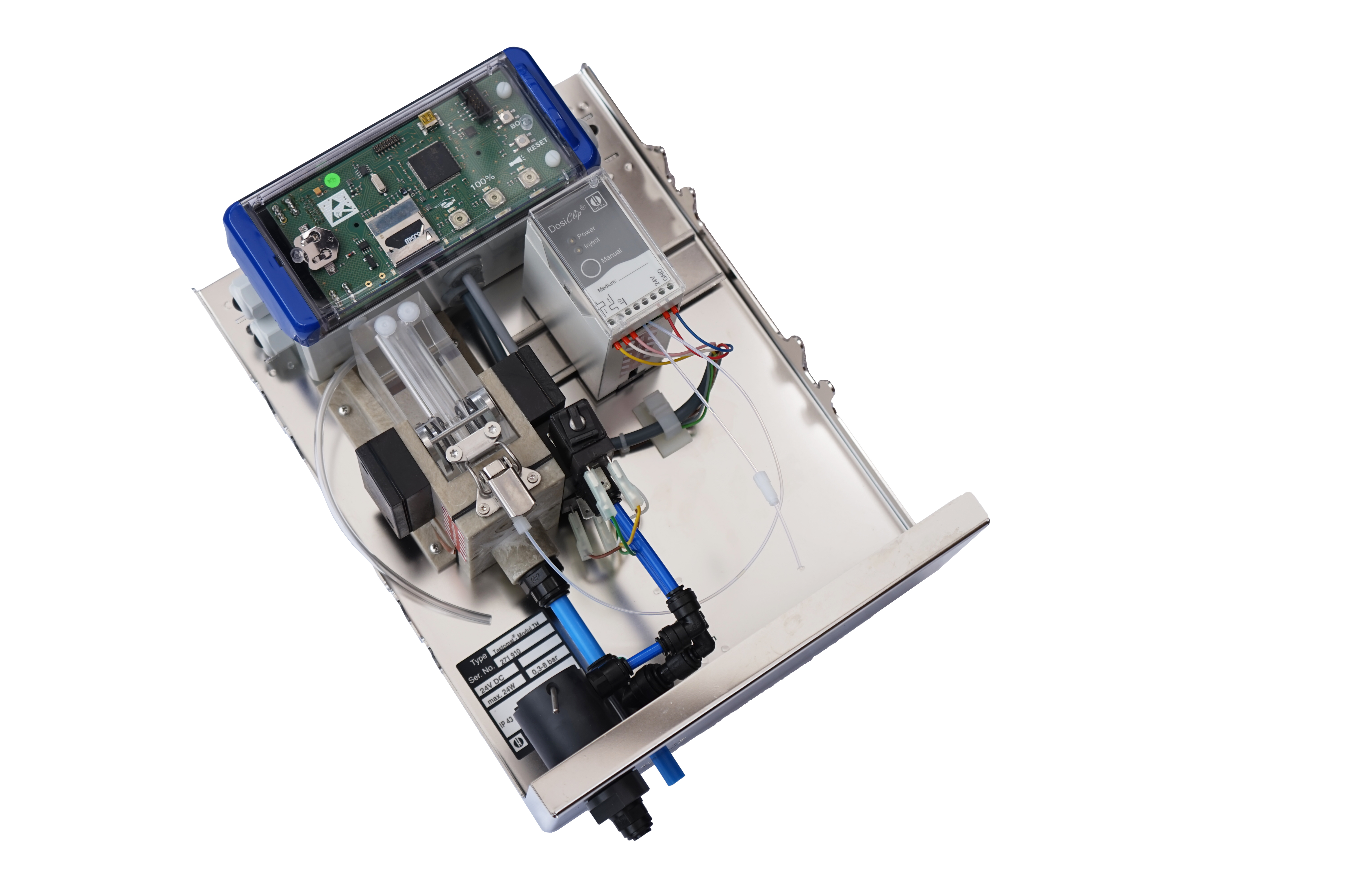 Testomat LAB TH und NeoTecMaster, Frontansicht ohne Gehäuse, sichtbare Steuerungskomponenten