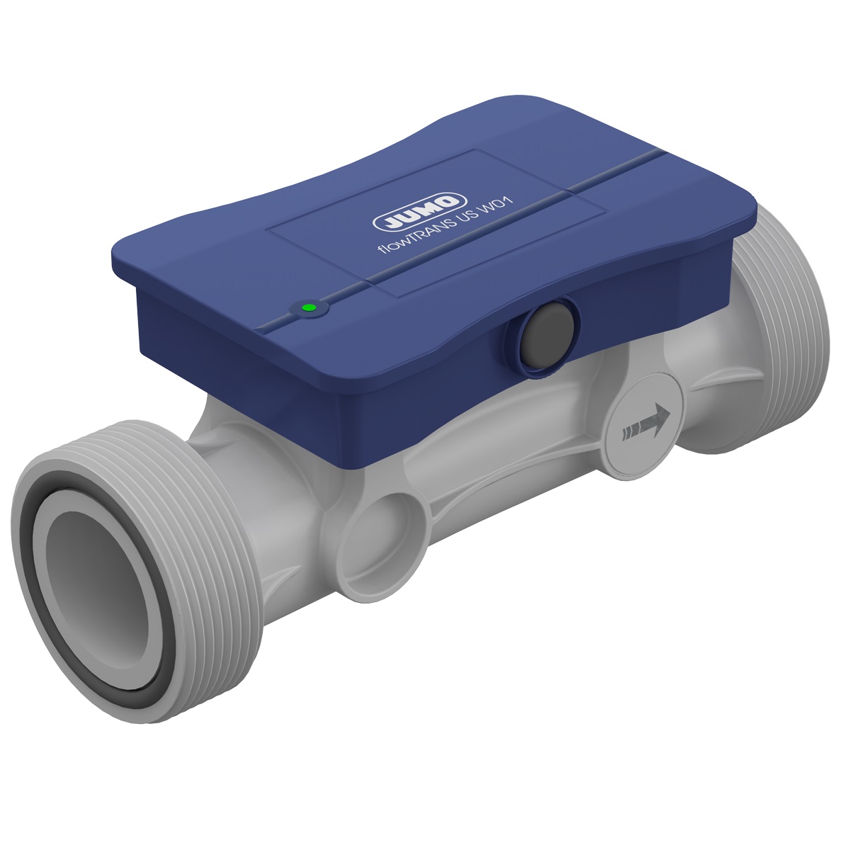 JUMO flowTRANS US W01 Ultraschall-Durchflussmessgerät DN 32 (1 1/4 in.) JUMO flowTRANS US W01, Gehäuse mit G-Außengewinde DN 32, für korrosive Medien geeignet