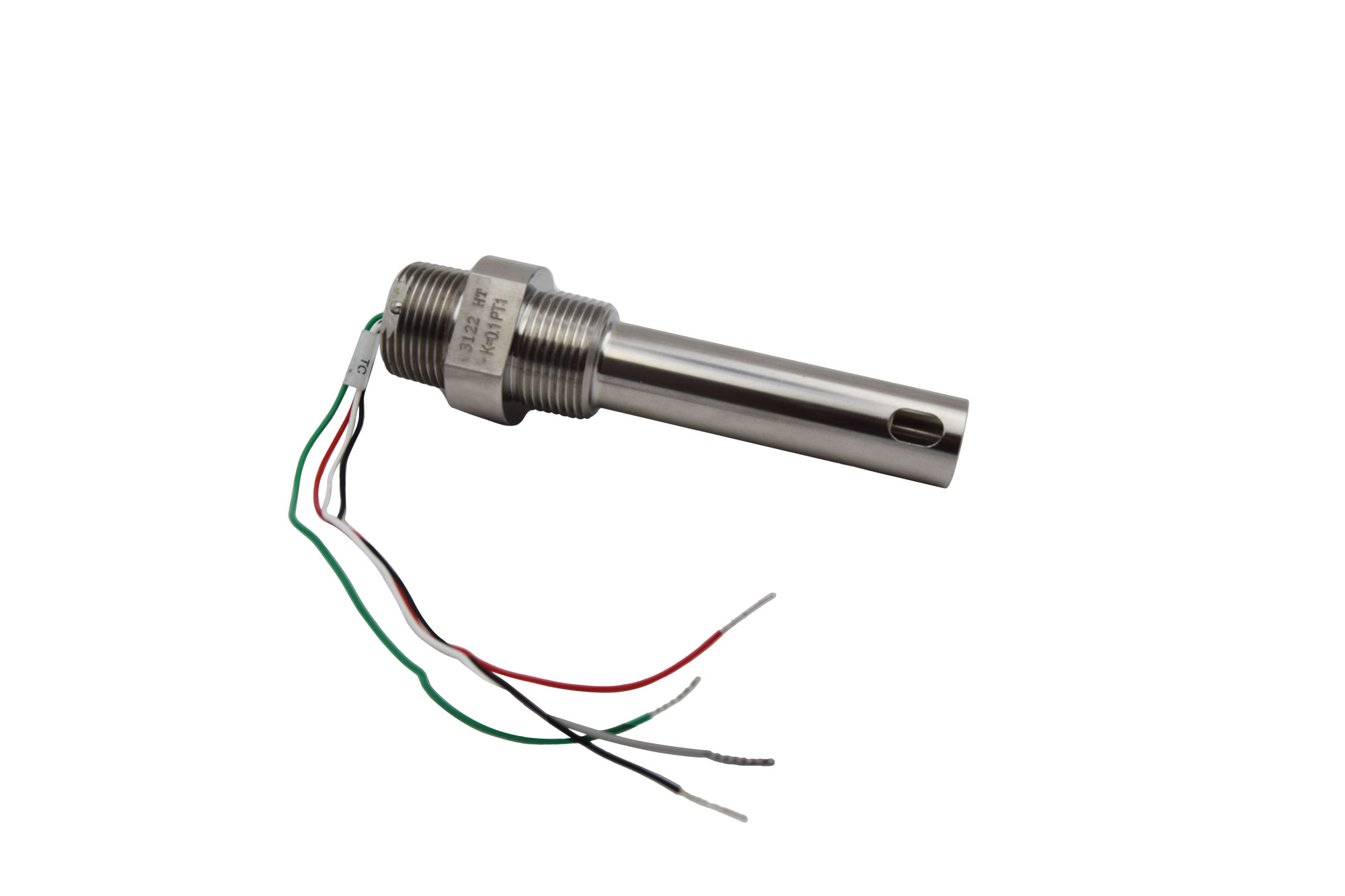 Select Edelstahl Leitfähigkeitssensor 200°C (max. 17 bar) lange Ausführung für 1 Zoll T-Stück (HTLF EXT) Select Edelstahl Leitfähigkeitssensor Frontansicht, langer Sensor für 1 Zoll T-Stück, Edelstahlgehäuse sichtbar, Hochtemperatursensor