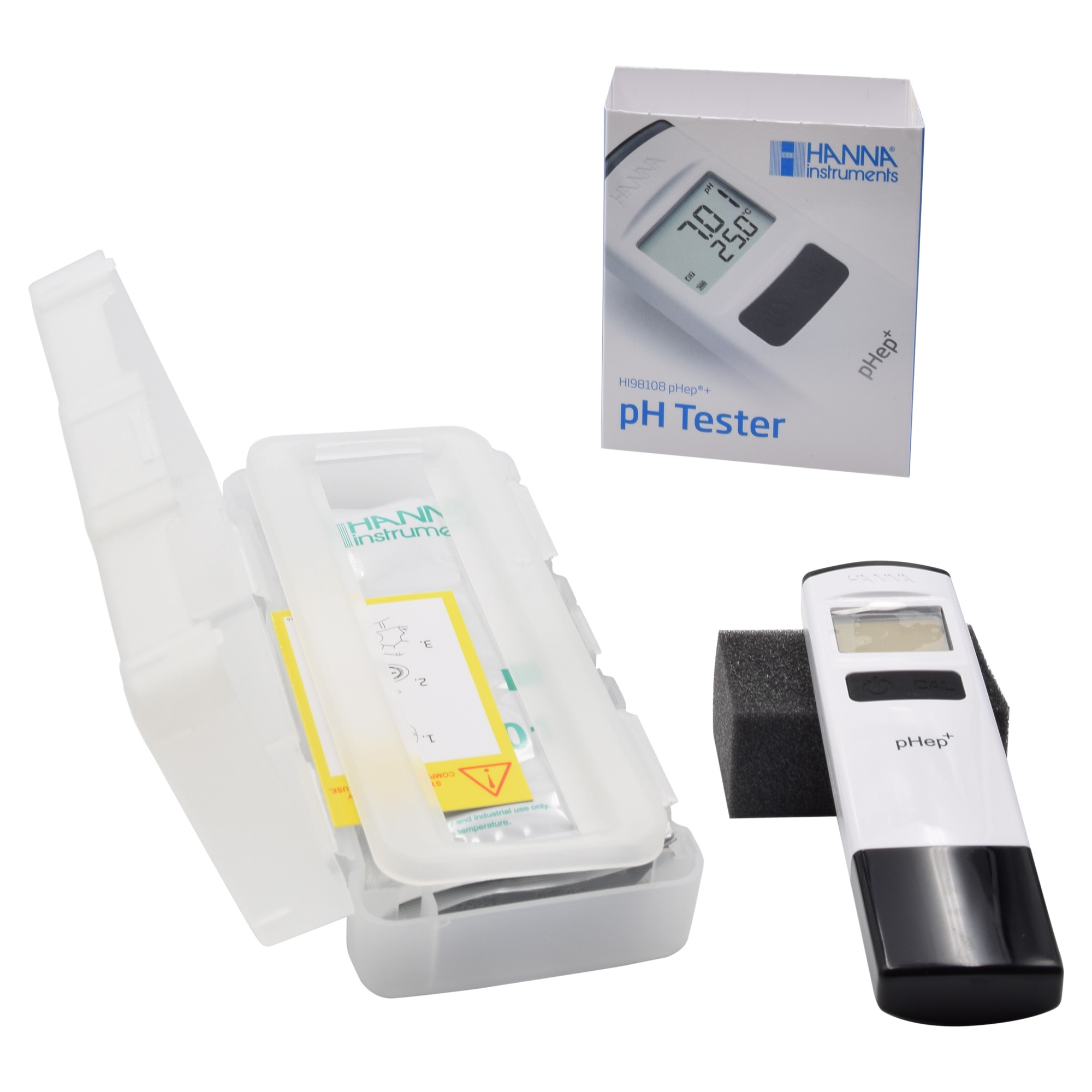 Hanna pHep+ geöffneter pH‑Tester, Temperaturfühler unten