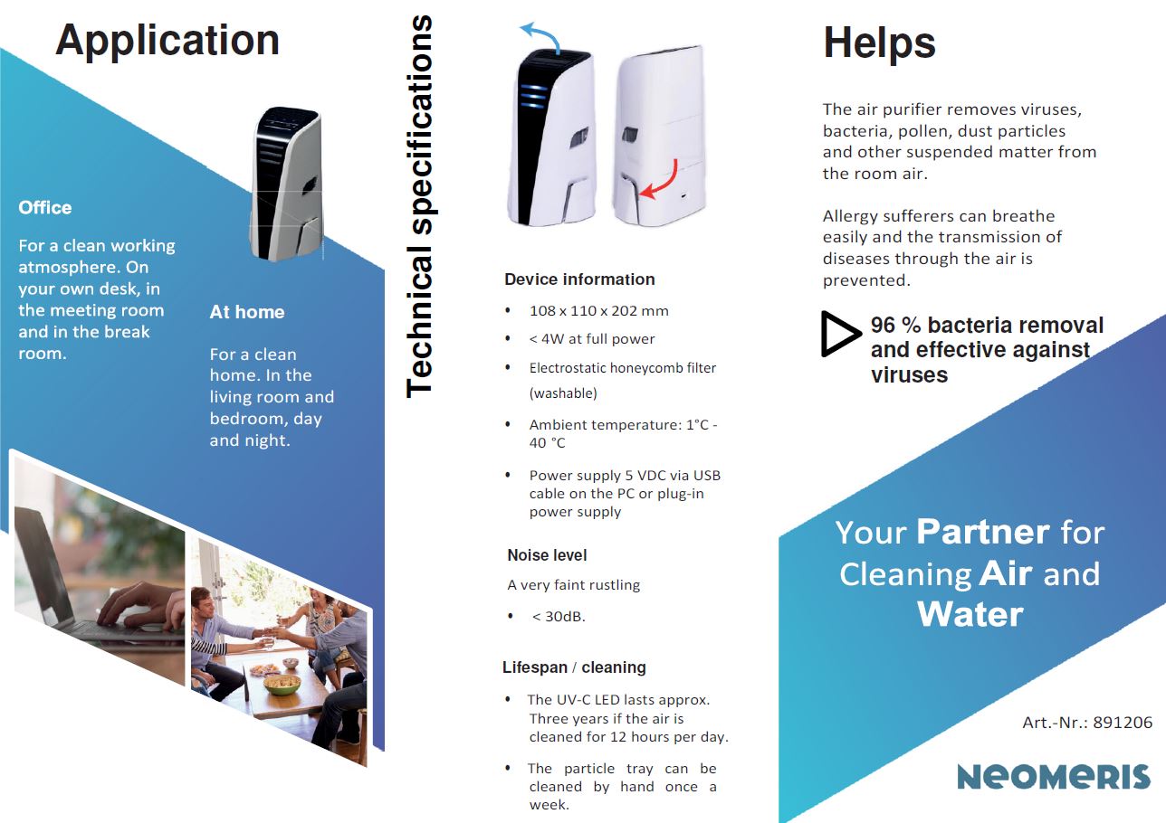 Broschüre in englischer Sprache mit Anwendungsbeispiel und technischen Daten